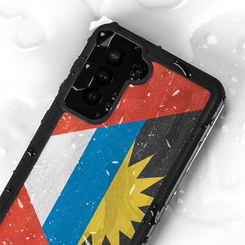 Antigua and Barbuda Flag Distressed Galaxy S24 Plus Waterproof Case
