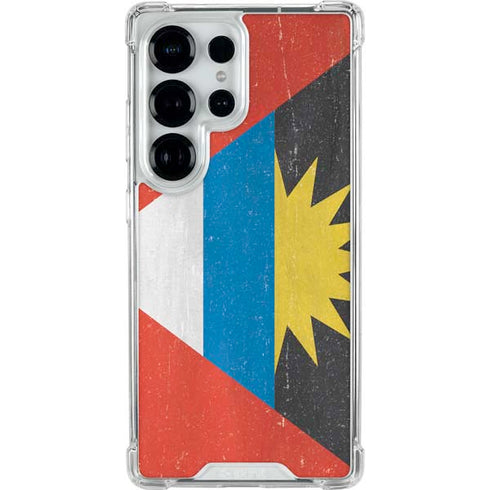 Antigua and Barbuda Flag Distressed Galaxy S25 Ultra Clear Case
