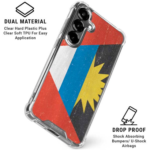 Antigua and Barbuda Flag Distressed Galaxy S26 Plus Clear Case