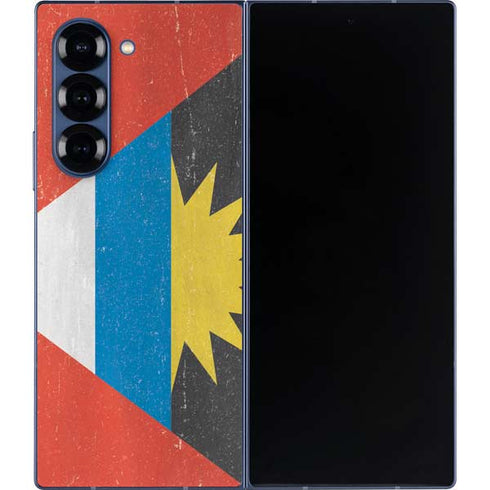 Antigua and Barbuda Flag Distressed Galaxy Z Fold6 Skin