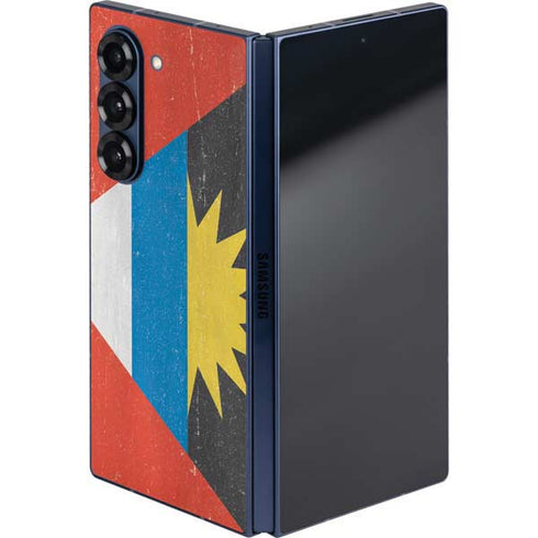 Antigua and Barbuda Flag Distressed Galaxy Z Fold6 Skin