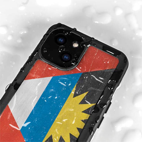 Antigua and Barbuda Flag Distressed iPhone 15 Plus Waterproof Case