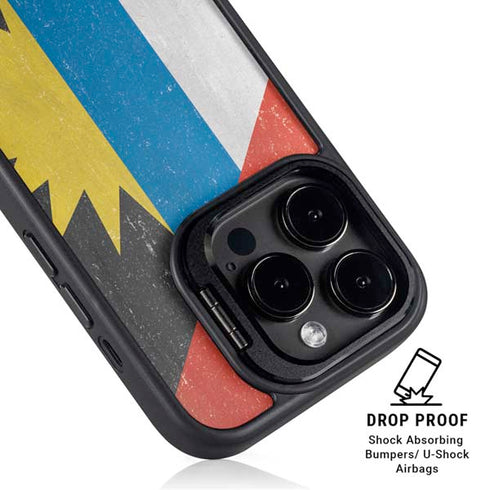 Antigua and Barbuda Flag Distressed iPhone 15 Pro Kickstand Case