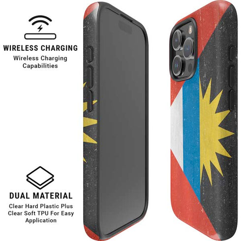 Antigua and Barbuda Flag Distressed iPhone 16 Pro Magsafe Impact Case