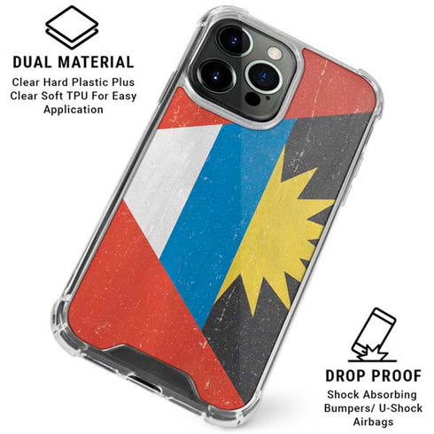 Antigua and Barbuda Flag Distressed iPhone 16 Pro Max Clear Case
