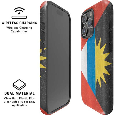 Antigua and Barbuda Flag Distressed iPhone 16 Pro Max Magsafe Impact Case