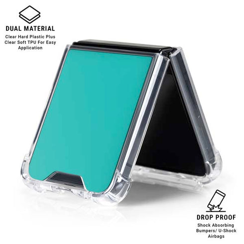 Aqua Blue Galaxy Z Flip6 Clear Case
