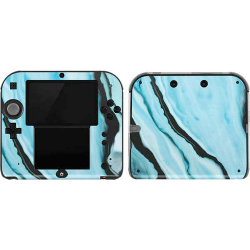 Aqua Blue Marble Ink Nintendo Skins