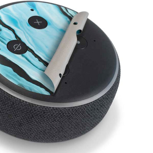 Aqua Blue Marble Ink Amazon Echo Dot Skin