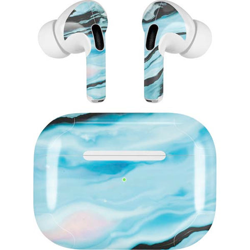 Aqua Blue Marble Ink AirPods Skins
