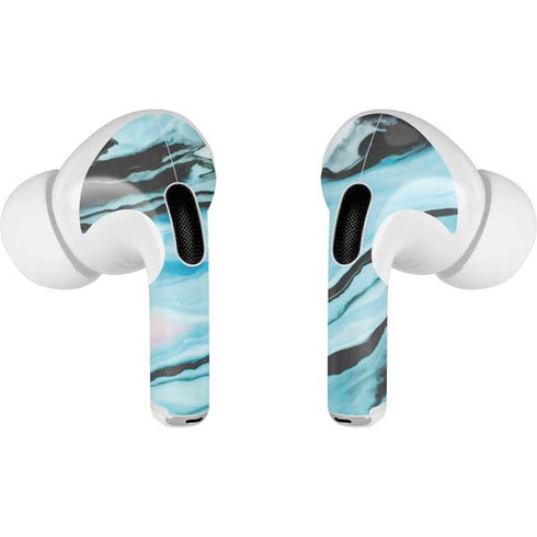 Aqua Blue Marble Ink AirPods Skins
