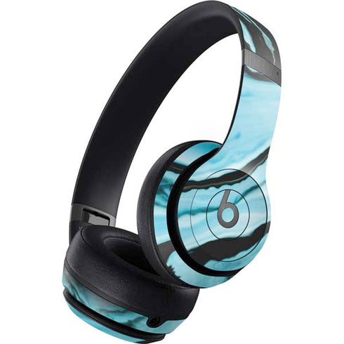 Aqua Blue Marble Ink Beats Solo 4 Wireless Headphones Skin