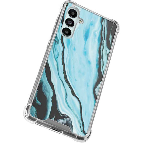 Aqua Blue Marble Ink Galaxy A16 5G Clear Case