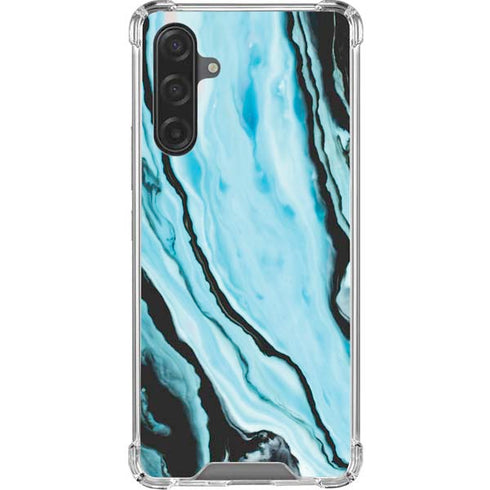 Aqua Blue Marble Ink Galaxy A17 Clear Case