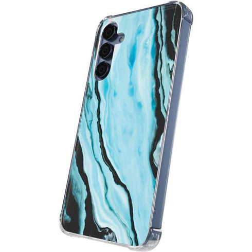 Aqua Blue Marble Ink Galaxy A35 5G Clear Case