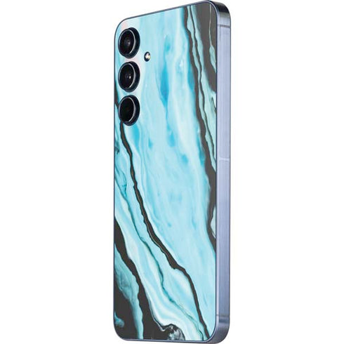 Aqua Blue Marble Ink Galaxy A35 5G Skin