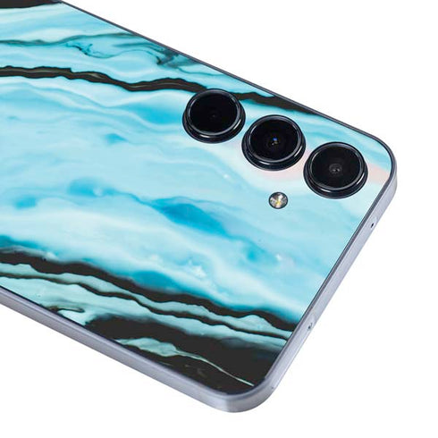 Aqua Blue Marble Ink Galaxy A35 5G Skin