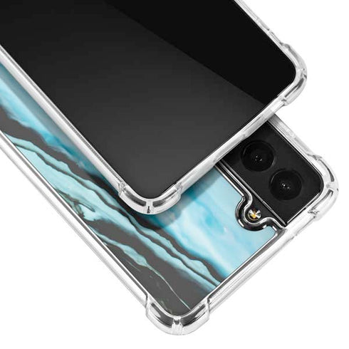 Aqua Blue Marble Ink Galaxy S22 Plus Clear Case