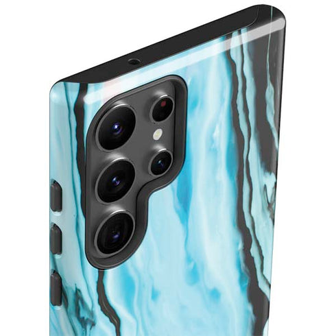 Aqua Blue Marble Ink Galaxy S23 Ultra Pro Case