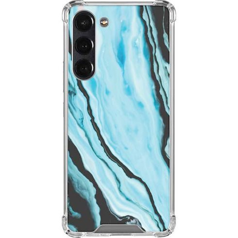 Aqua Blue Marble Ink Galaxy S24 FE Clear Case