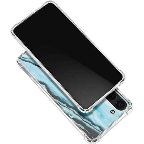 Aqua Blue Marble Ink Galaxy S24 FE Clear Case