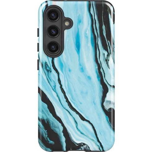 Aqua Blue Marble Ink Galaxy S25 Impact Case