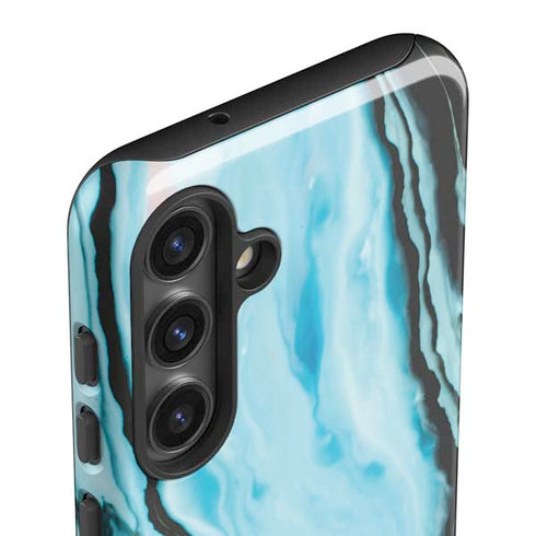 Aqua Blue Marble Ink Galaxy S25 Impact Case