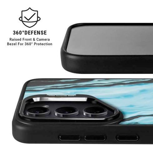 Aqua Blue Marble Ink Galaxy S25 Kickstand Case