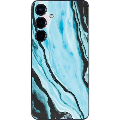 Aqua Blue Marble Ink Galaxy S25 Plus Skin