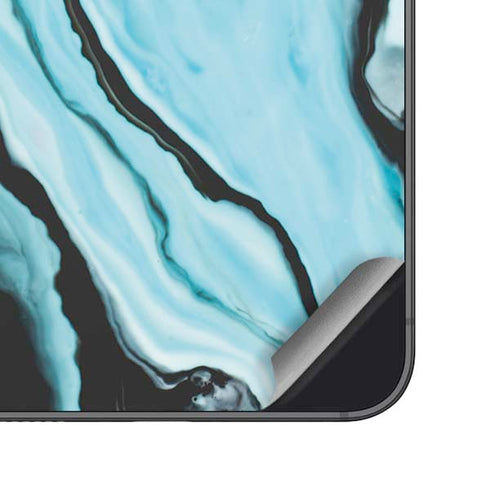 Aqua Blue Marble Ink Galaxy S24 Plus Skin