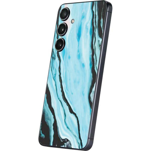 Aqua Blue Marble Ink Galaxy S24 Skin