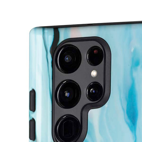 Aqua Blue Marble Ink Galaxy S25 Ultra Impact Case