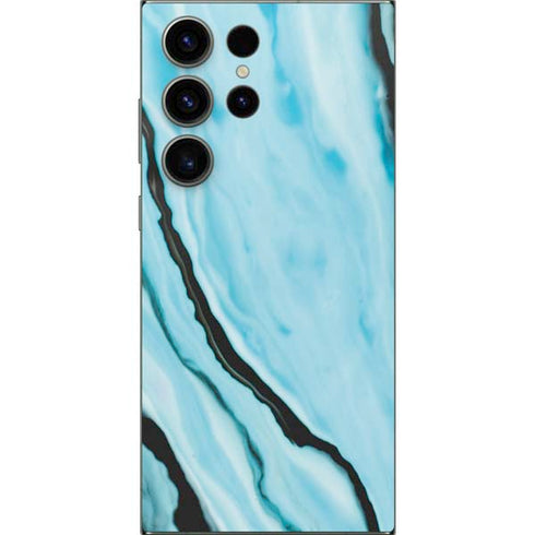 Aqua Blue Marble Ink Galaxy S25 Ultra Skin