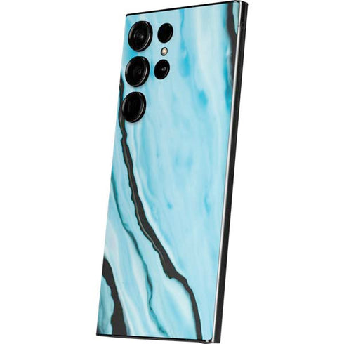 Aqua Blue Marble Ink Galaxy S25 Ultra Skin