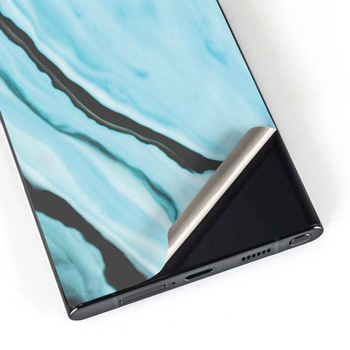 Aqua Blue Marble Ink Galaxy S25 Ultra Skin