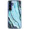 Aqua Blue Marble Ink Galaxy S25 Clear Case
