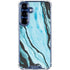 Aqua Blue Marble Ink Galaxy S25 Plus Clear Case