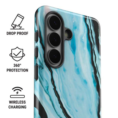 Aqua Blue Marble Ink Galaxy S26 Plus Impact Case
