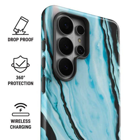 Aqua Blue Marble Ink Galaxy S26 Ultra Impact Case
