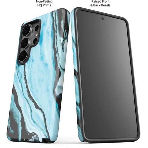 Aqua Blue Marble Ink Galaxy S26 Ultra Impact Case
