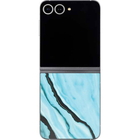 Aqua Blue Marble Ink Galaxy Z Flip6 Skin
