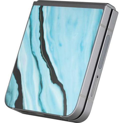 Aqua Blue Marble Ink Galaxy Z Flip6 Skin