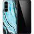 Aqua Blue Marble Ink Galaxy Z Fold5 5G Skin