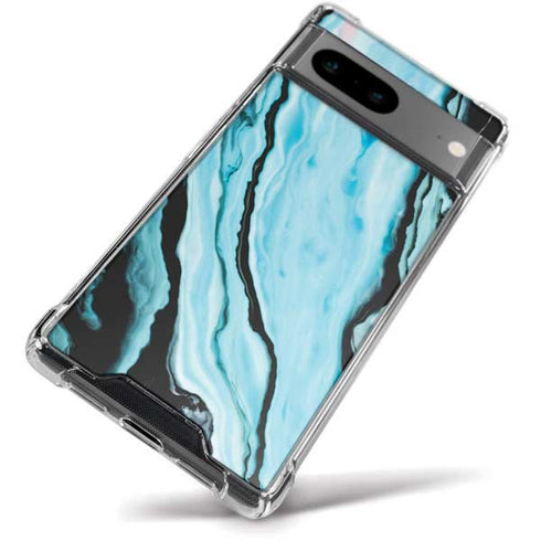 Aqua Blue Marble Ink Google Pixel 8a Clear Case