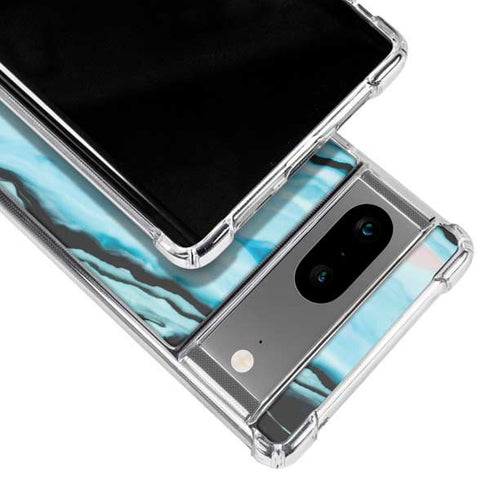 Aqua Blue Marble Ink Google Pixel 8a Clear Case