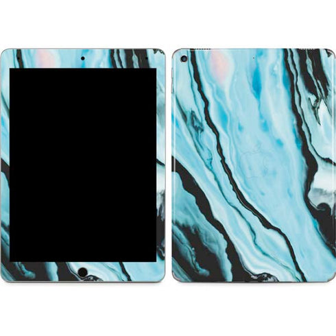 Aqua Blue Marble Ink iPad Skins