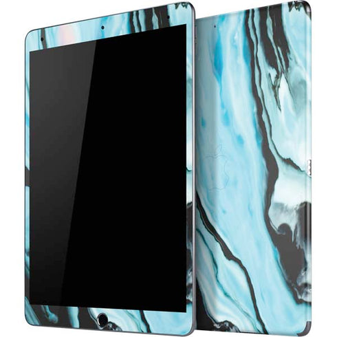 Aqua Blue Marble Ink iPad Skins
