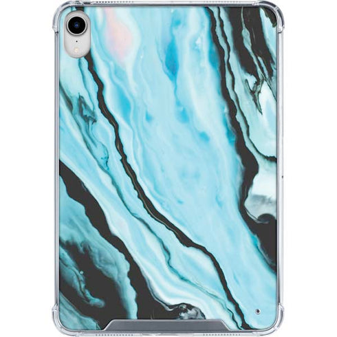 Aqua Blue Marble Ink iPad 11th Gen (2025) Clear Case