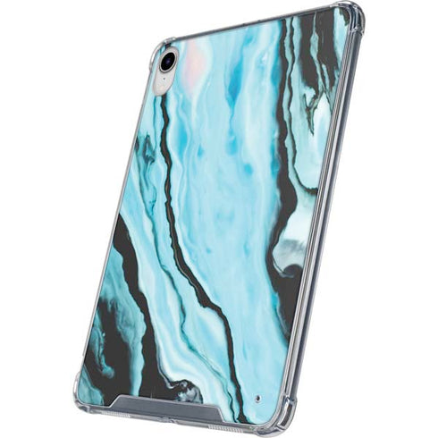Aqua Blue Marble Ink iPad 11th Gen (2025) Clear Case