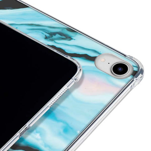 Aqua Blue Marble Ink iPad 11th Gen (2025) Clear Case